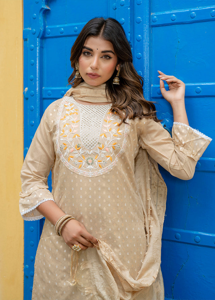 3 Pc Brown Silk Suit Set