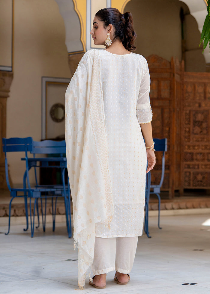 3 Pc Cream Silk Suit Set