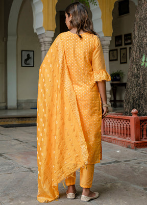 3 Pc Yellow Silk Suit Set
