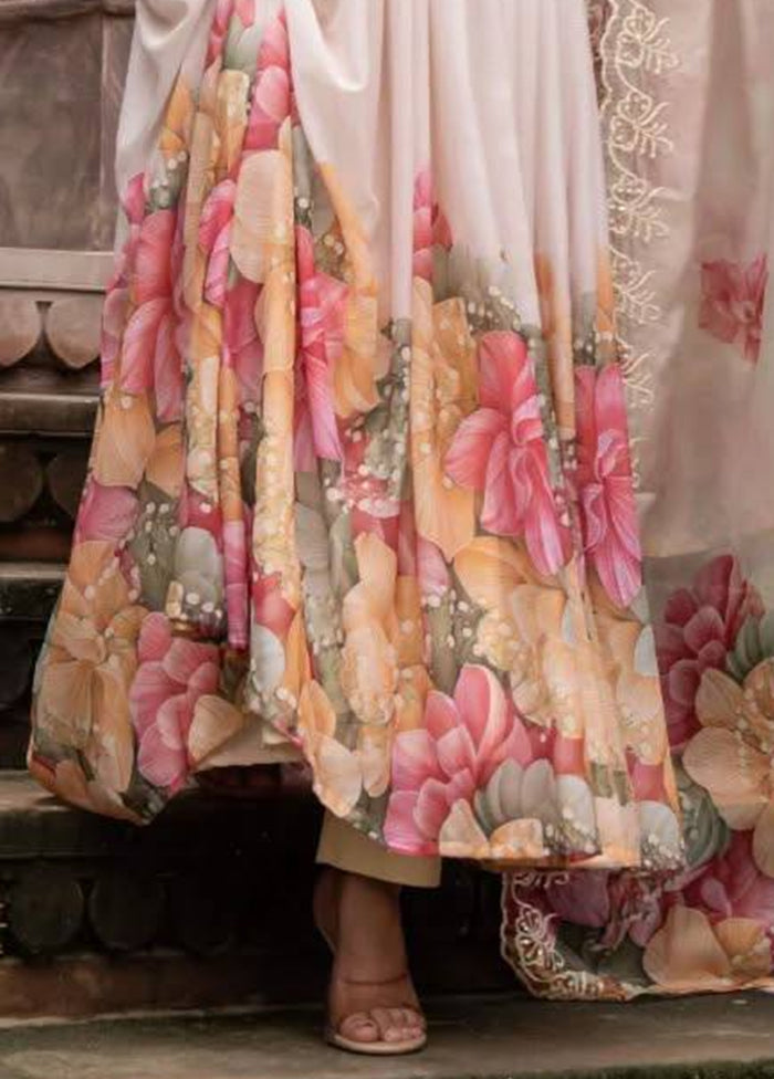 3 Pc Peach Georgette Suit Set