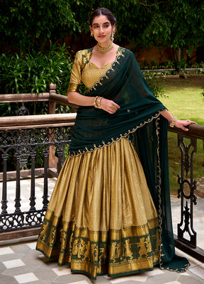Cream Cotton Dupatta Lehenga Set