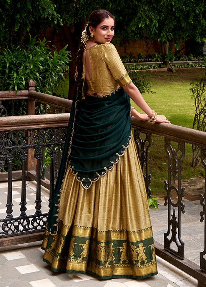 Cream Cotton Dupatta Lehenga Set