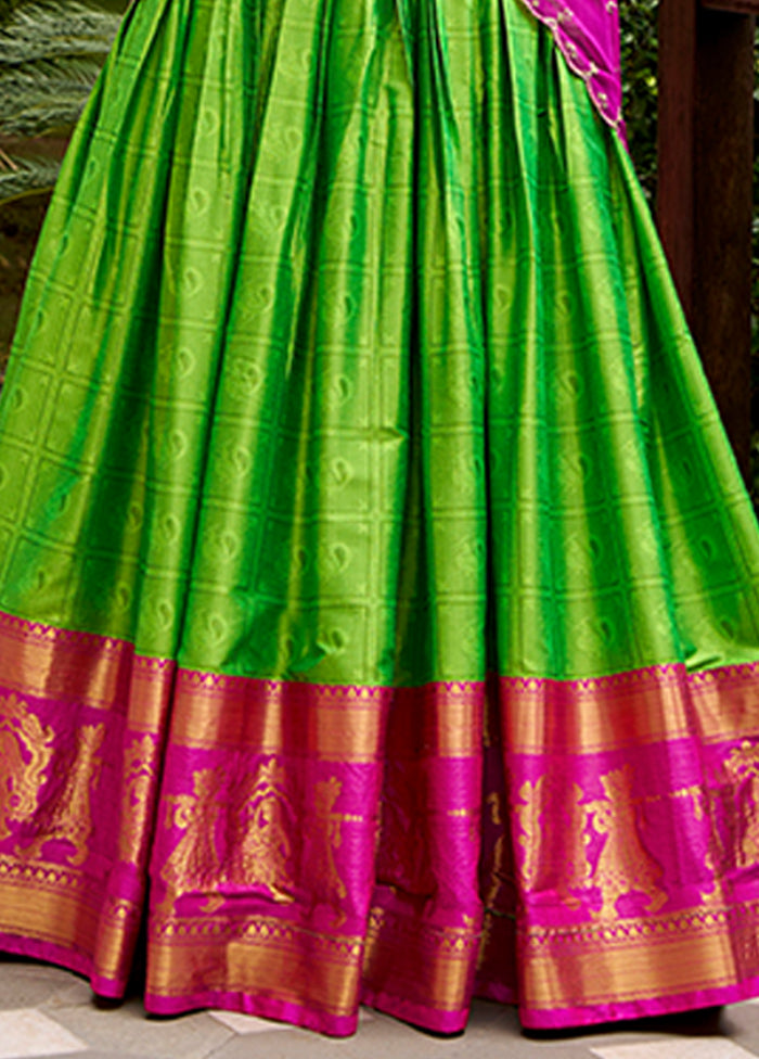 Green Cotton Dupatta Lehenga Set