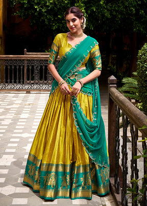 Yellow Cotton Dupatta Lehenga Set