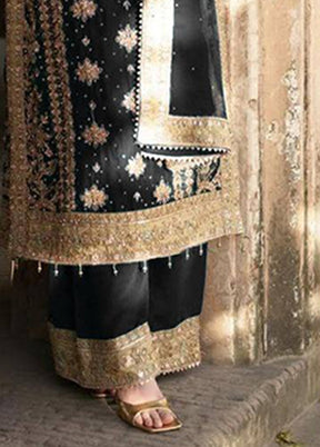 3 Pc Black Georgette Suit Set