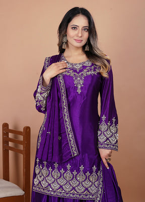 3 Pc Purple Silk Suit Set