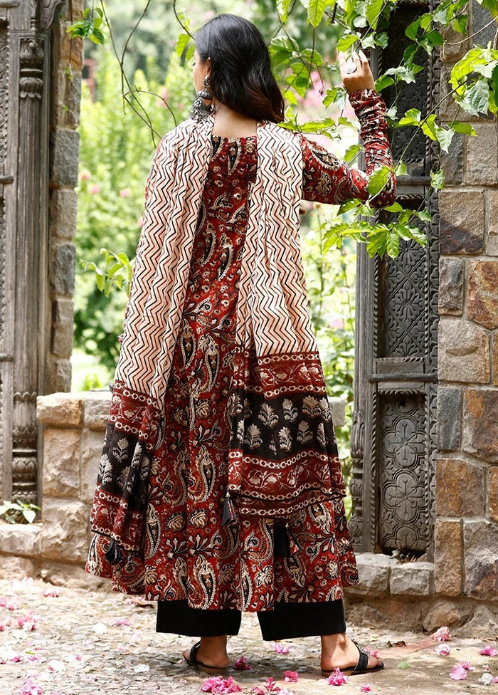 3 Pc Maroon Silk Suit Set