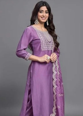 3 Pc Lavender Silk Suit Set