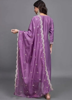 3 Pc Lavender Silk Suit Set