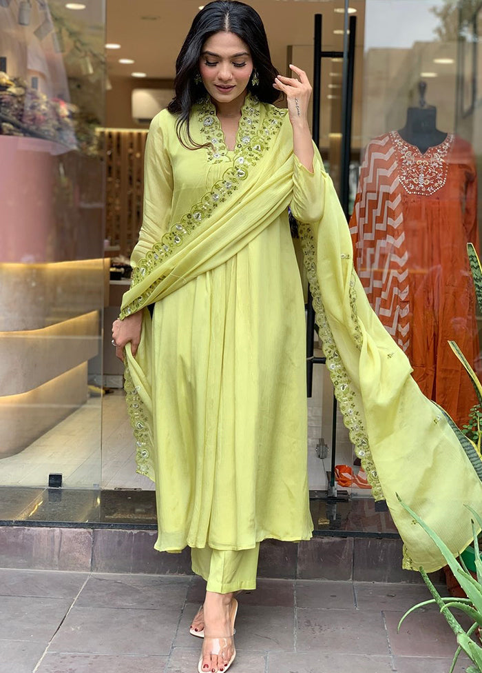 3 Pc Yellow Silk Suit Set
