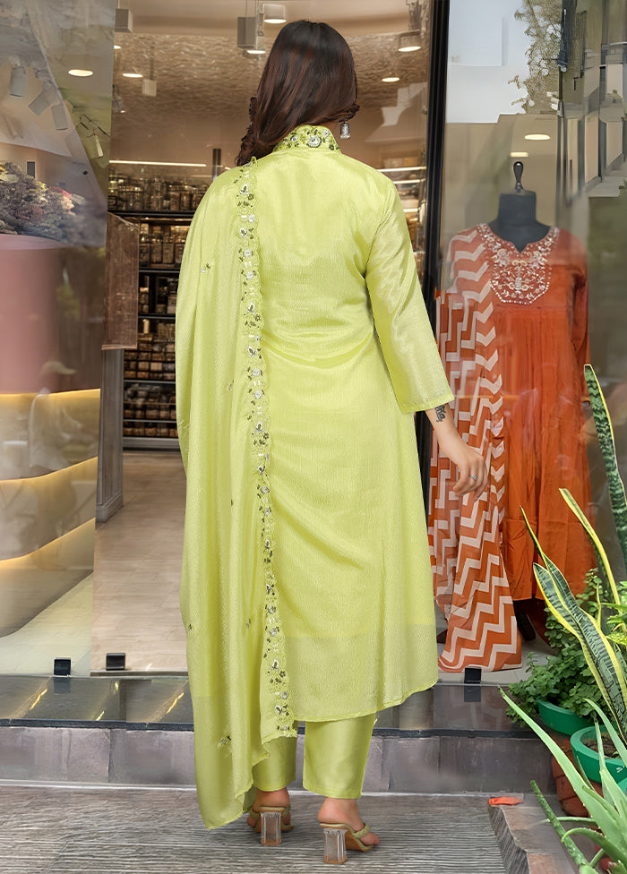 3 Pc Yellow Silk Suit Set