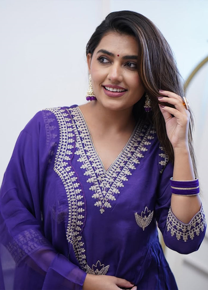 3 Pc Purple Silk Suit Set