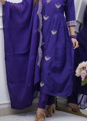 3 Pc Purple Silk Suit Set