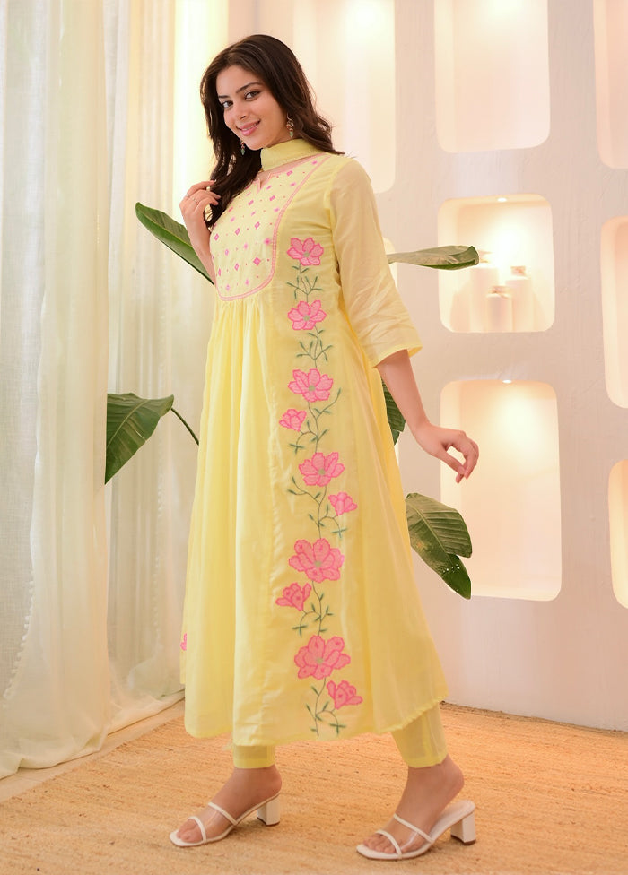 3 Pc Yellow Silk Suit Set