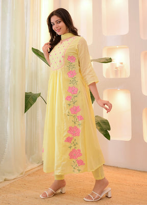 3 Pc Yellow Silk Suit Set