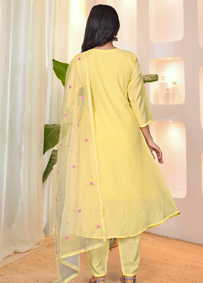 3 Pc Yellow Silk Suit Set