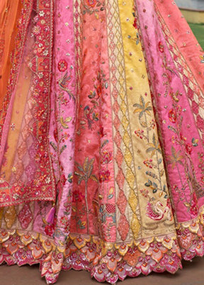 Pink Blended Silk Dupatta Lehenga Set
