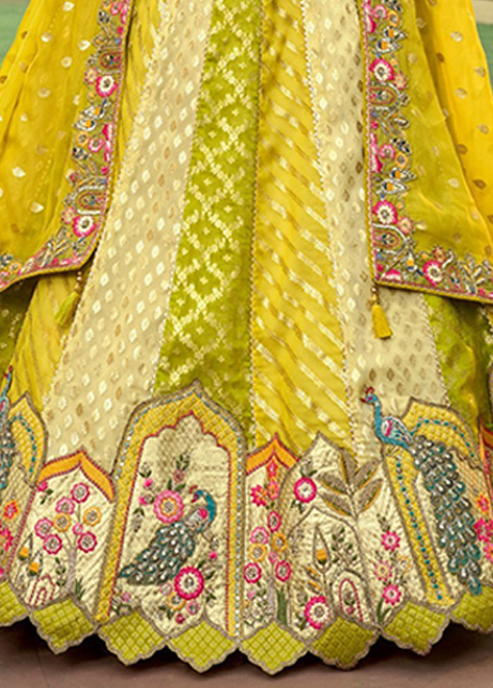 Green Blended Silk Dupatta Lehenga Set