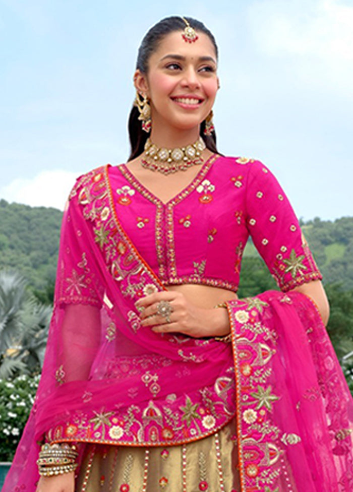 Pink Blended Silk Dupatta Lehenga Set
