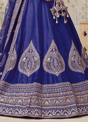 Purple Blended Silk Dupatta Lehenga Set