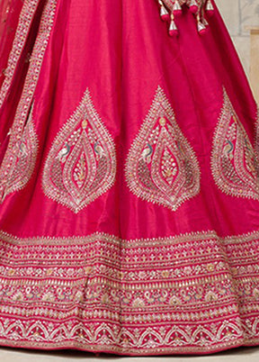 Pink Blended Silk Dupatta Lehenga Set
