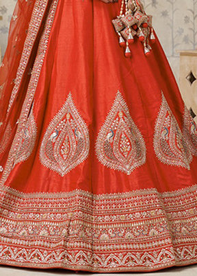Orange Blended Silk Dupatta Lehenga Set