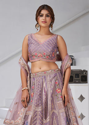 Lavender Blended Silk Dupatta Lehenga Set
