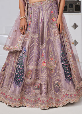Lavender Blended Silk Dupatta Lehenga Set