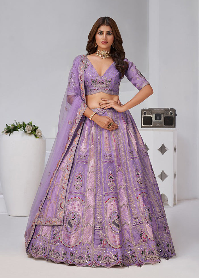 Lavender Blended Silk Dupatta Lehenga Set