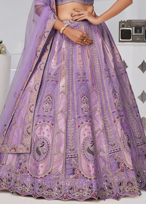 Lavender Blended Silk Dupatta Lehenga Set