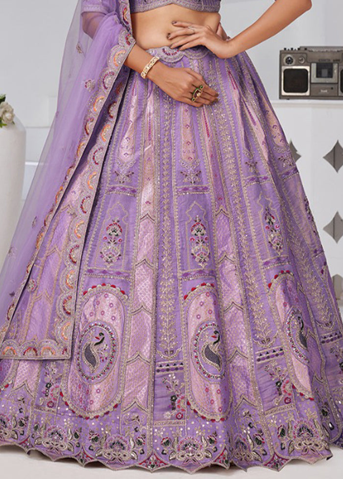 Lavender Blended Silk Dupatta Lehenga Set