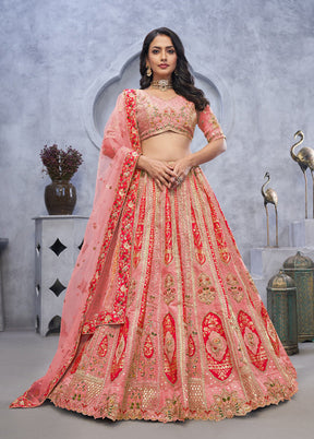 Pink Blended Silk Dupatta Lehenga Set