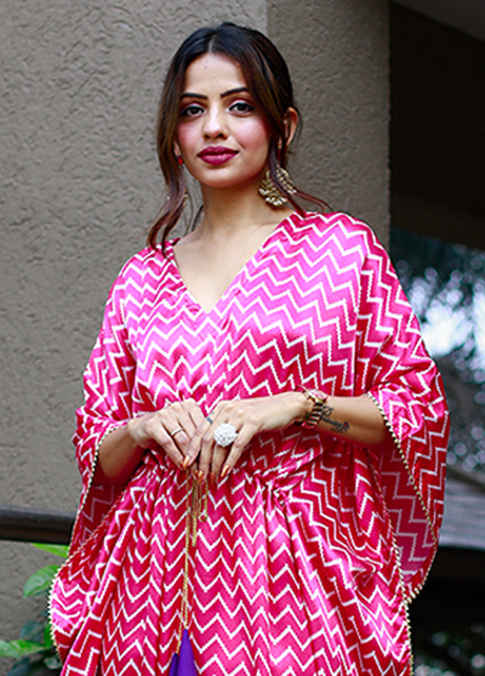 Multicolor Printed Work Silk Kaftan