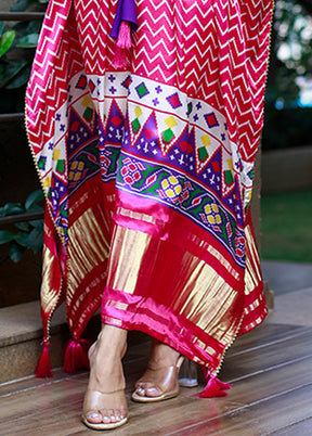 Multicolor Printed Work Silk Kaftan