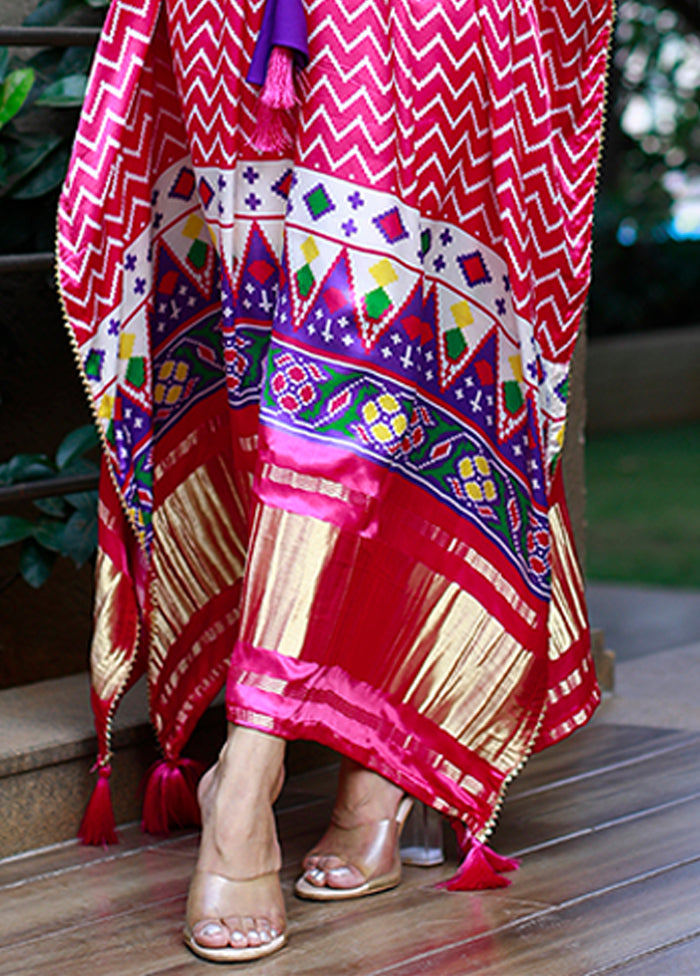 Multicolor Printed Work Silk Kaftan