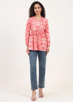 Multicolor Woven Work Cotton Kurti