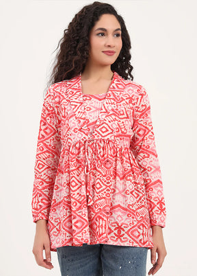 Multicolor Woven Work Cotton Kurti