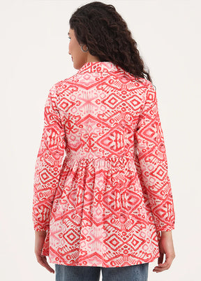 Multicolor Woven Work Cotton Kurti