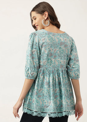 Multicolor Woven Work Cotton Kurti