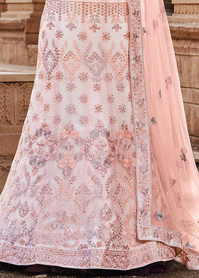 Peach Net Dupatta Lehenga Set