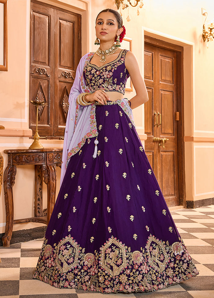 Purple Georgette Dupatta Lehenga Set