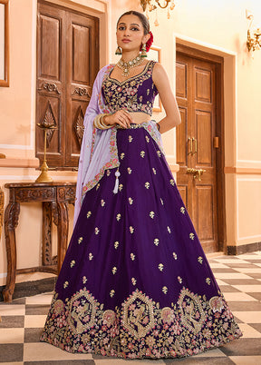 Purple Georgette Dupatta Lehenga Set
