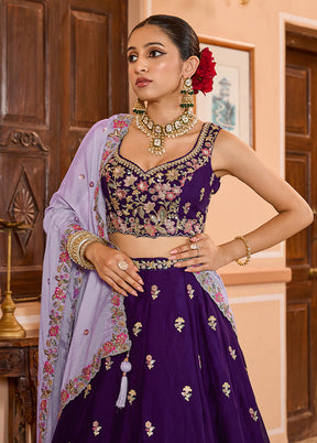 Purple Georgette Dupatta Lehenga Set