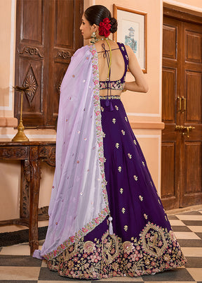 Purple Georgette Dupatta Lehenga Set