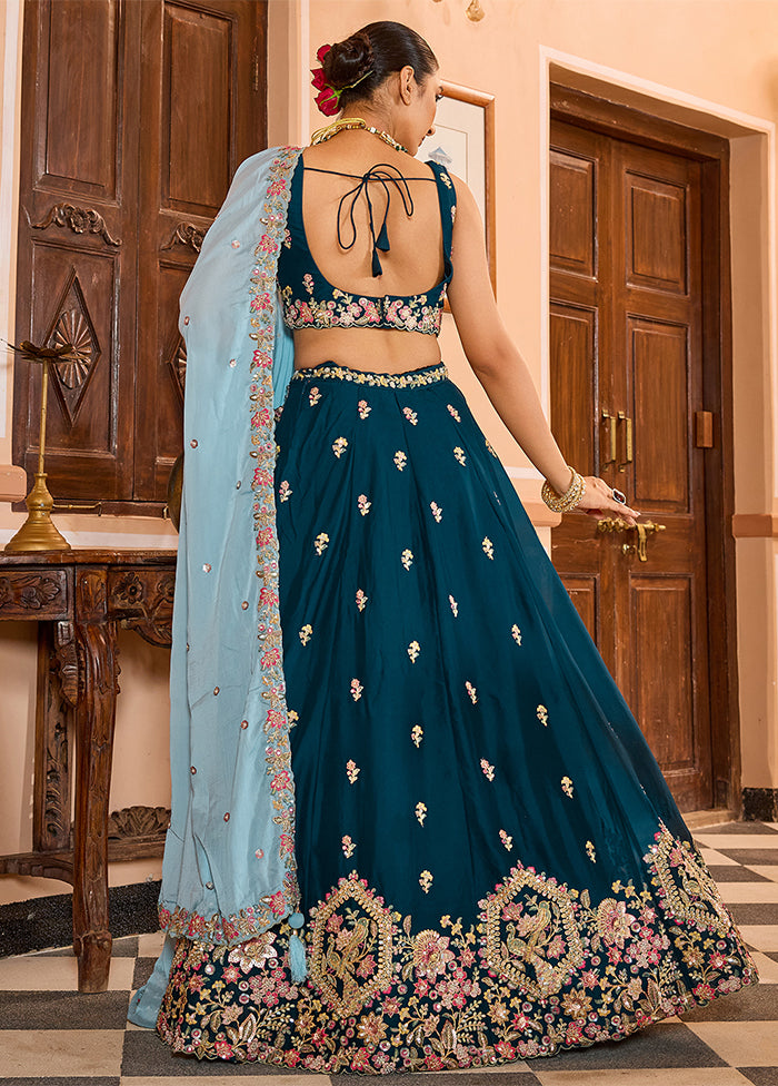 Blue Georgette Dupatta Lehenga Set