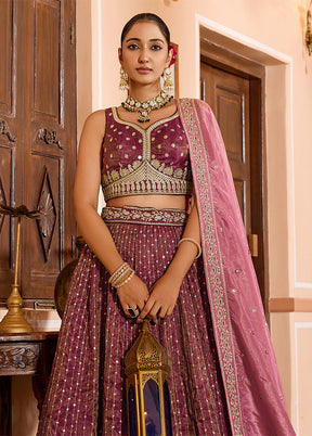 Pink Blended Silk Dupatta Lehenga Set