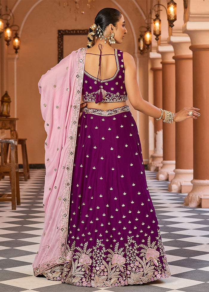 Purple Georgette Dupatta Lehenga Set