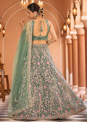 Green Net Dupatta Lehenga Set