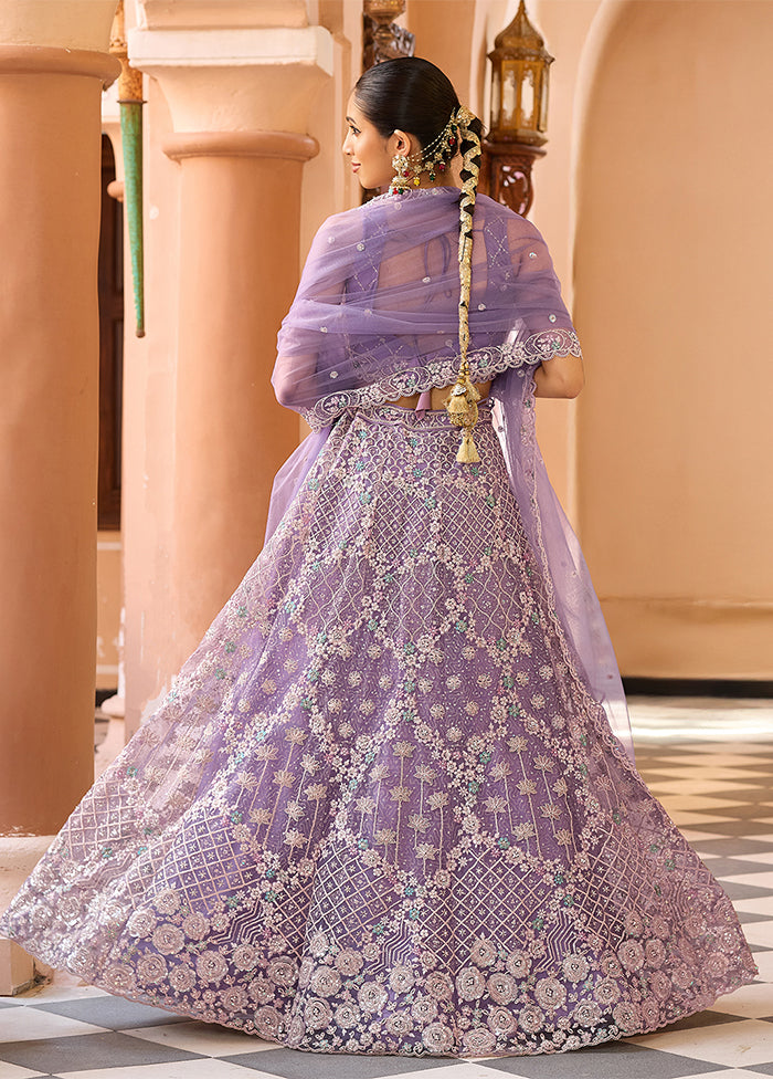 Lavender Net Dupatta Lehenga Set