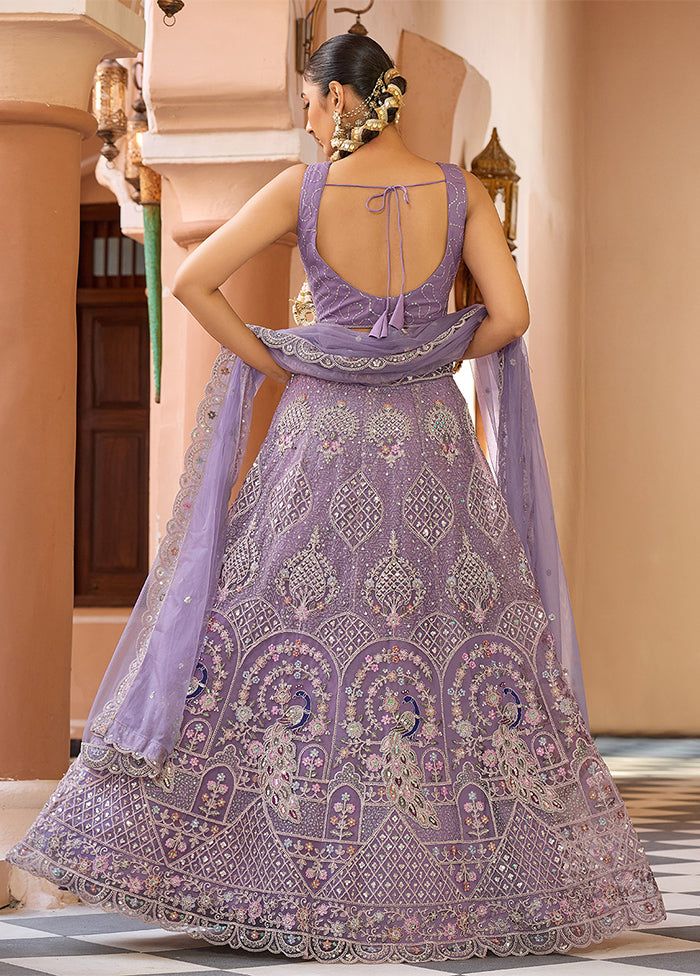 Purple Net Dupatta Lehenga Set